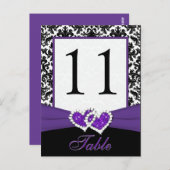 黒、白、紫のダマスクのテーブル番号ポストカード ポストカード (正面/裏面)