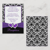 黒、白、紫のダマスクハートエンクロージャカード エンクロージャーカード (正面/裏面)