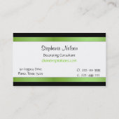 黒、白、緑のダマスクの名刺 名刺 (裏面)