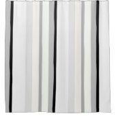黒、白、緑の抽象芸術ストライプ シャワーカーテン (正面)