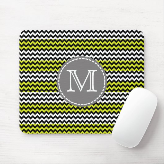 黒 白 緑 チェック ゼブラ柄 モノグラム マウスパッド (マウス)