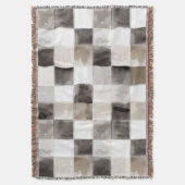 黒 白 茶色の四角形 スローブランケット (正面縦)