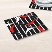 黒、白、赤のアーモダント スクエアペーパーコースター (アングル)