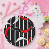 黒、白、赤のアーモダント ペーパープレート (パーティー)