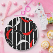 黒、白、赤のアーモダント ペーパープレート (パーティー)