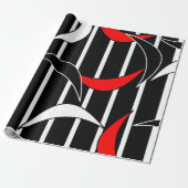 黒、白、赤のアーモダント ラッピングペーパー (アンロールド)