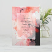 黒、白、赤のインク結婚の 招待状 (スタンド正面)