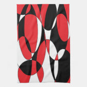 黒、白、赤のエリプティカル キッチンタオル (縦)