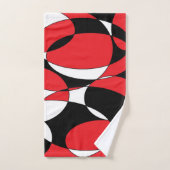 黒、白、赤のエリプティカル バスタオルセット (ハンドタオル)