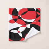 黒、白、赤のエリプティカル バスタオルセット (ウォッシュタオル)