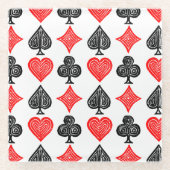 黒/白/赤のカー遊ドすべてのシンボルLino Cut ガラスコースター (正面)