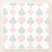 黒/白/赤のカー遊ドすべてのシンボルLino Cut ガラスコースター (裏面)