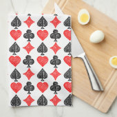 黒/白/赤のカー遊ドすべてのシンボルLino Cut キッチンタオル (四つ折り)