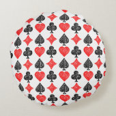 黒/白/赤のカー遊ドすべてのシンボルLino Cut ラウンドクッション (裏面)