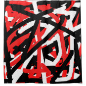 黒・白・赤のグラフィティ シャワーカーテン (正面)