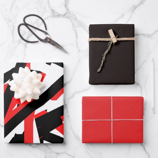 黒・白・赤のグラフィティ ラッピングペーパーシート (正面)