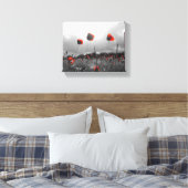 黒、白、赤のケシ キャンバスプリント (インサイチュ (寝室))