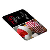 黒、白、赤のコラージュのスノーフレーク写真の休日 マグネット (右側)