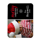 黒、白、赤のコラージュのスノーフレーク写真の休日 マグネット (縦)