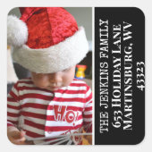 黒、白、赤のスノーフレーク写真差出人住所S スクエアシール (正面)