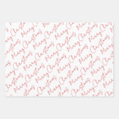 黒、白、赤のタイポグラフィクリスマス ラッピングペーパーシート (正面3)