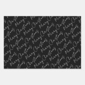 黒、白、赤のタイポグラフィクリスマス ラッピングペーパーシート (正面2)