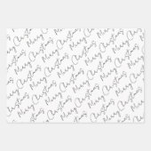 黒、白、赤のタイポグラフィクリスマス ラッピングペーパーシート (正面)