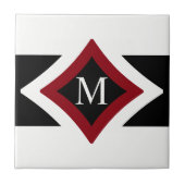 黒、白、赤のダイヤモスタイリッシュンドの形をしたモノグラム タイル (正面)