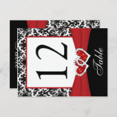 黒、白、赤のダマスクのテーブル番号ポストカード ポストカード (正面/裏面)