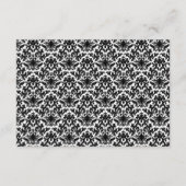黒、白、赤のダマスク RSVP カード (裏面)