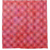 黒、白、赤のパター市松模様にン シャワーカーテン (正面)