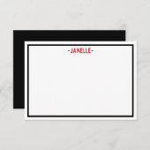 黒、白、赤のフラットノパーソナライズされたートカード 招待状 (正面/裏面)