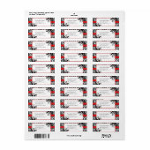 黒、白、赤のフローラダマスク ラベル (フルシート)