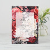 黒、白、赤のフローラ秋結婚 招待状 (スタンド正面)