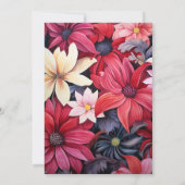 黒、白、赤のフローラ秋結婚 招待状 (裏面)