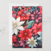 黒、白、赤のフローラ結婚 招待状 (裏面)