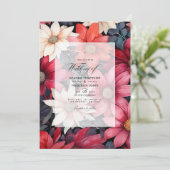 黒、白、赤のフローラ結婚 招待状 (スタンド正面)