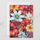 黒、白、赤のフローラ結婚 招待状 (裏面)