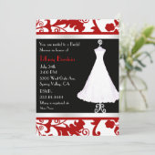 黒、白、赤のブライダルシャワー 招待状 (スタンド正面)