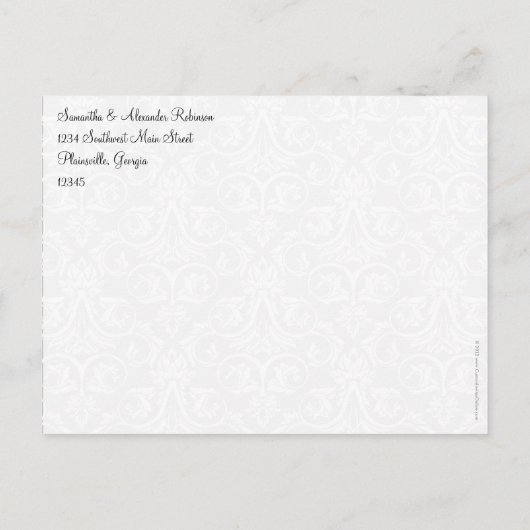 黒/白/赤のリボンマスク日付を保存 案内ポストカード (裏面)