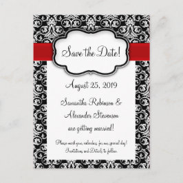 黒/白/赤のリボンマスク日付を保存 案内ポストカード