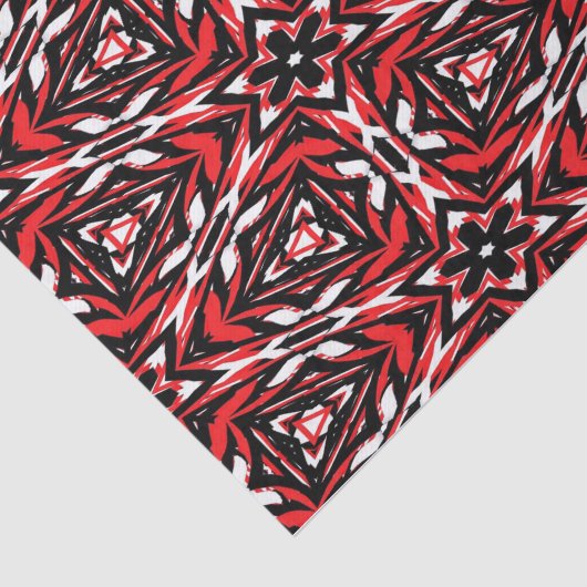 黒、白、赤の万華鏡のように千変万化するパターン 薄葉紙 (詳細)