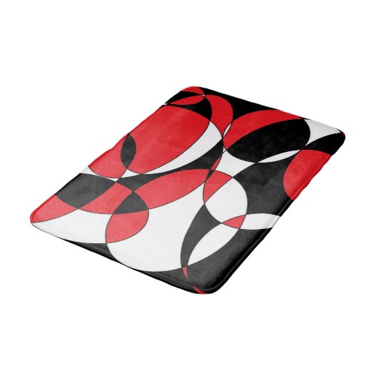 黒、白、赤の楕円形のバスマット バスマット (アングル)