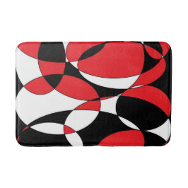 黒、白、赤の楕円形のバスマット バスマット