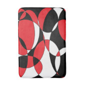 黒、白、赤の楕円形のバスマット バスマット (正面縦)