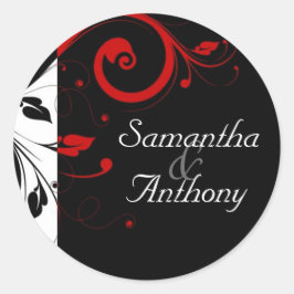 黒、白、赤の渦巻きマッチング封筒用シール ラウンドシール