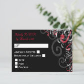 黒、白、赤の渦巻き式RSVP 出欠カード (スタンド正面)