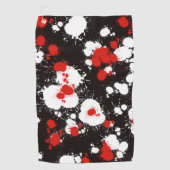 黒、白、赤の絵を描（ばちゃばちゃ）跳ねる ゴルフタオル (正面)