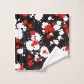 黒、白、赤の絵を描(ばちゃばちゃ)跳ねる バスタオルセット (ウォッシュタオル)