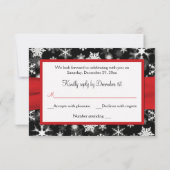 黒、白、赤の雪の結晶　ウェディング　返信カード 出欠カード (裏面)